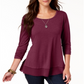 Style & Co Women's Chiffon Hem Top Burgundy Size X-Large