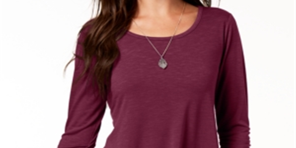 Style & Co Women's Chiffon Hem Top Burgundy Size X-Large