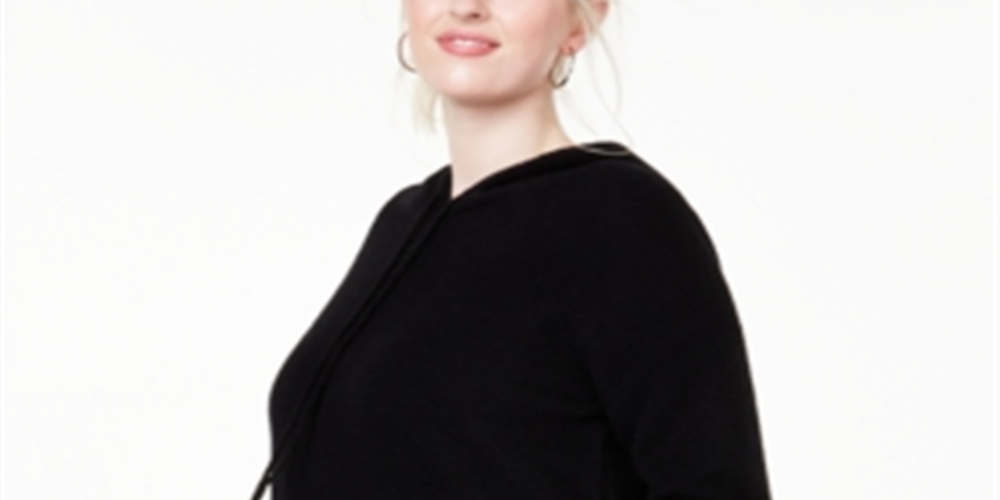 Charter Club Women's Plus Cashmere Thermal Hoodie Black Size 2X