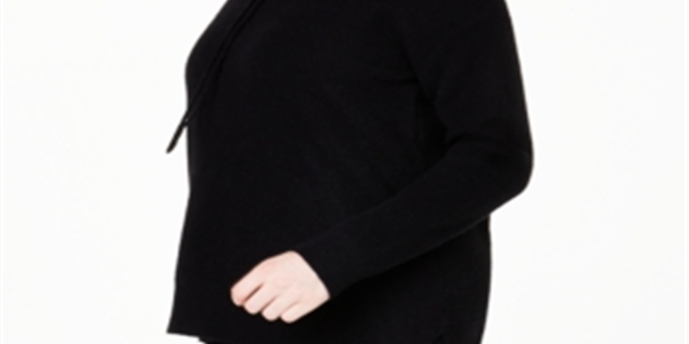 Charter Club Women's Plus Cashmere Thermal Hoodie Black Size 2X