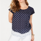 Style & Co Women's Printed Short Sleeve Crew Neck T-Shirt Blue Size X-Small