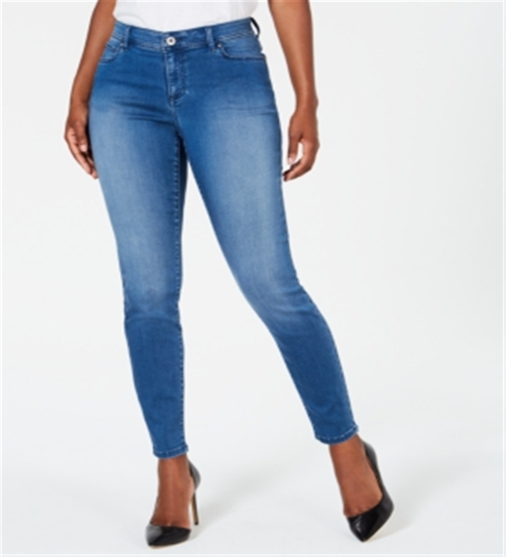 Inc International Concepts Women's Curvy-Fit Stretch Skinny Jeans - Horizon Wash Blue Size 18