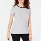 Maison Jules Women's Crewneck Ringer T-Shirt Black Size Medium