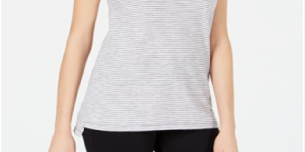 Maison Jules Women's Crewneck Ringer T-Shirt Black Size Medium