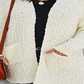 VLRSY Women's Open Cardigans Pebble Beach Textured Open Cardigan White Size XL