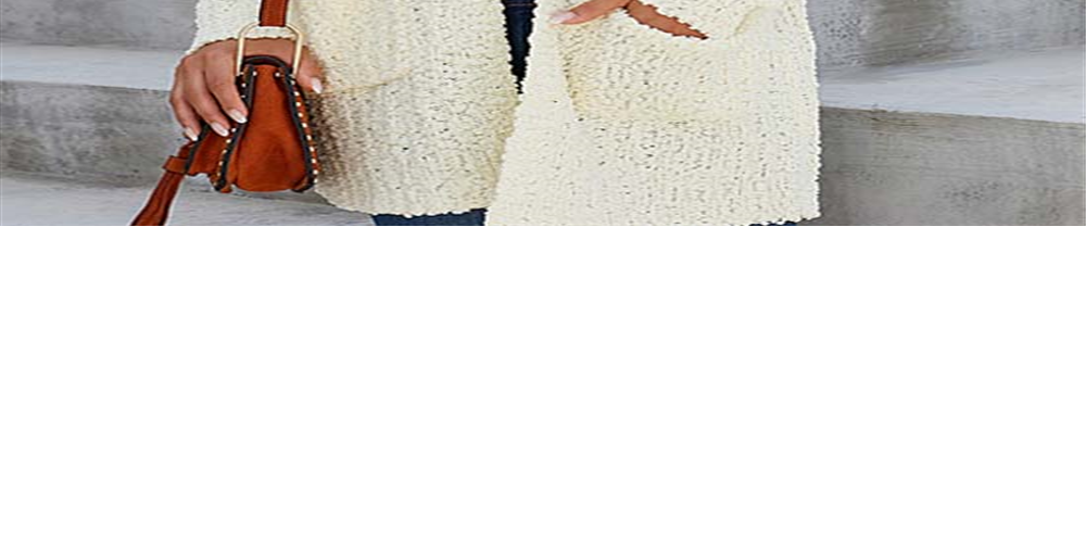 VLRSY Women's Open Cardigans Pebble Beach Textured Open Cardigan White Size XL