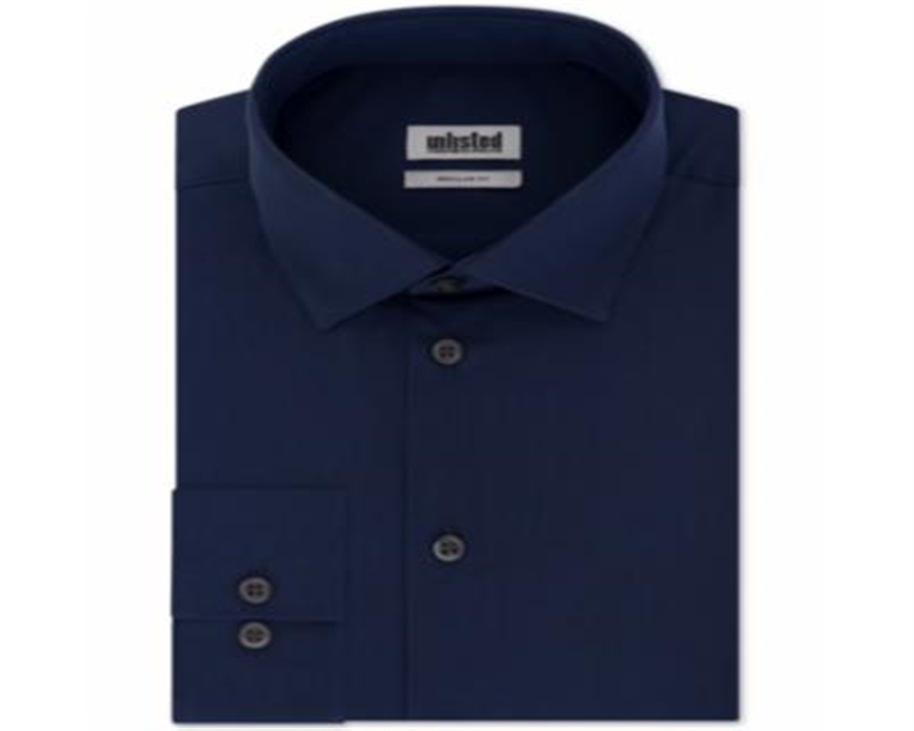 Kenneth Cole Men's Regular Fit Solid Dress Shirt Blue Size L