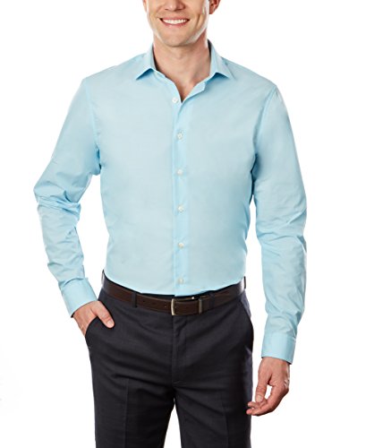 Kenneth Cole Men's Slim Slim Fit Spread Collar Dress Shirt Blue Size M