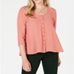 Style & Co Women's Swing Blouse Coral Size Petite L