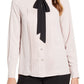 Anne Klein Women's Tie Neck Button Down Blouse Pink Size 12