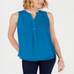 Charter Club Women's Sleeveless Pintuck Blouse Blue Size X-Large