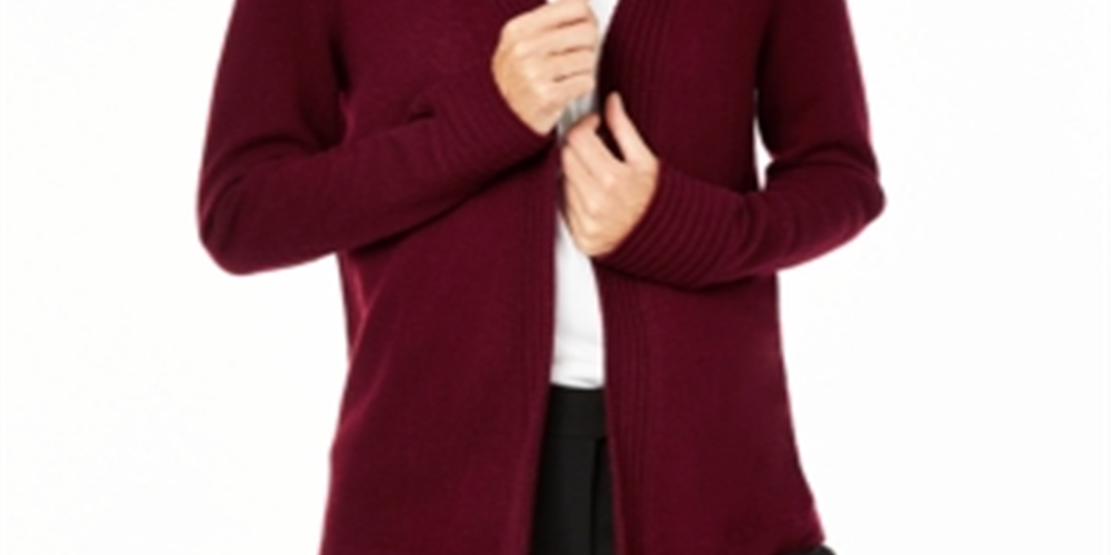 Charter Club Women's Open Front Cashmere Cardigan Red Size Petite Medium