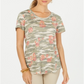 Style & Co Women's Cotton Printed Scoop Neck Top Green Size Small