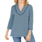 Charter Club Women's Striped 3/4 Sleeve Top Blue Size X-Small