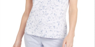 Calvin Klein Women's Floral Print Blouse White Size X-Large