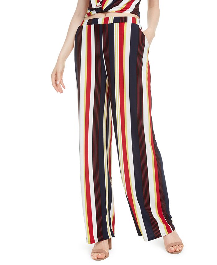 Bar III Women's Striped Wide Leg Pants Black Size Small