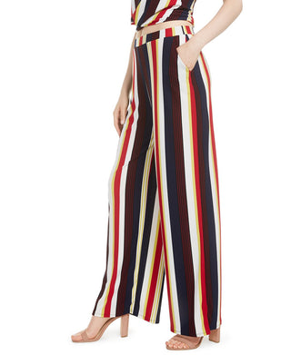 Bar III Women's Striped Wide Leg Pants Black Size Small