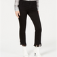 INC International Concepts Women's Curvy Fringe Hem Button Front Straight Leg Jeans Black Size 6