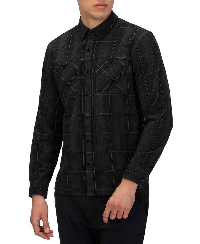 Hurley Men's Hendrick Flannel Long Sleeve Shirt Black Size Medium