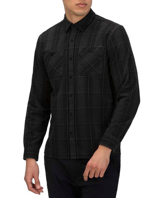 Hurley Men's Hendrick Flannel Long Sleeve Shirt Black Size Medium