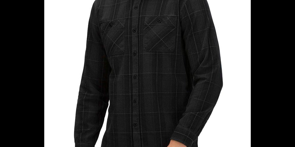 Hurley Men's Hendrick Flannel Long Sleeve Shirt Black Size Medium