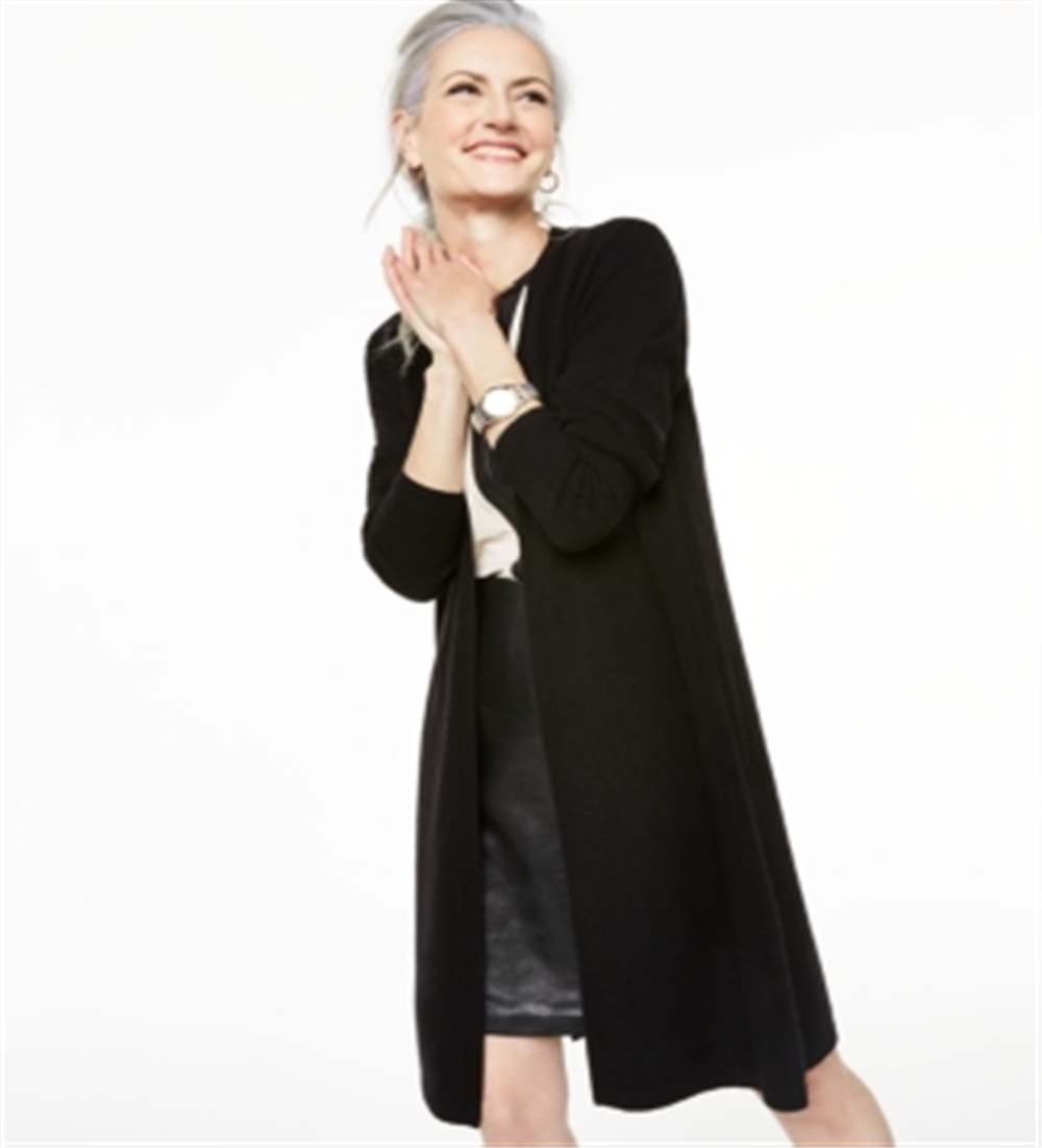 Charter Club Women's Pure Cashmere Duster Cardigan Black Size Petite L