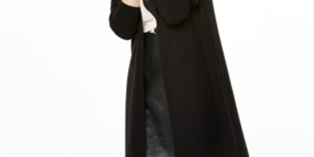 Charter Club Women's Pure Cashmere Duster Cardigan Black Size Petite L