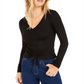 Bar III Women's Ruched Tie Front Crop Top Black Size Small