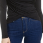 Bar III Women's Long Sleeve Jewel Neck Top Black Size Large