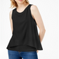 Bar III Women's Layered Split Back Tank Top Black Size X-Large