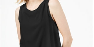 Bar III Women's Layered Split Back Tank Top Black Size X-Large