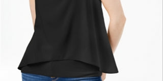 Bar III Women's Layered Split Back Tank Top Black Size X-Large