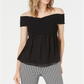 BAR III Women's Short Sleeve Off Shoulder Peasant Top Black Size X-Small