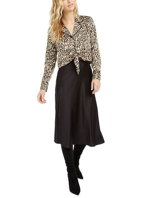 Bar III Women's Satin MIDI Skirt Black Size Small