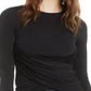 Bar III Women's Ruched Cross Over Blouse Black Size XXS