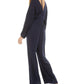 Bar III Women's Long Sleeve Wide Leg Jumpsuit Blue Size Large