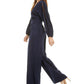 Bar III Women's Long Sleeve Wide Leg Jumpsuit Blue Size Large