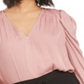 Bar III Women's Puff Sleeve V Neck Top Pink Size XXS