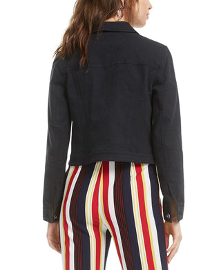 Bar III Women's Twill Trucker Jacket Black Size Large