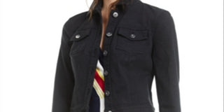 Bar III Women's Twill Trucker Jacket Black Size Large