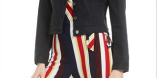 Bar III Women's Twill Trucker Jacket Black Size Large