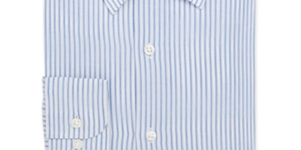 Clubroom Men's Striped Collared Dress Shirt Blue Size 16.5X32-33