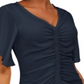 INC International Concepts Women's Ruched Top Blue Size S