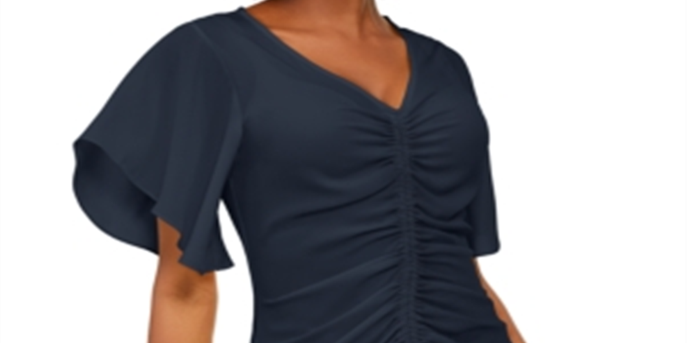 INC International Concepts Women's Ruched Top Blue Size S