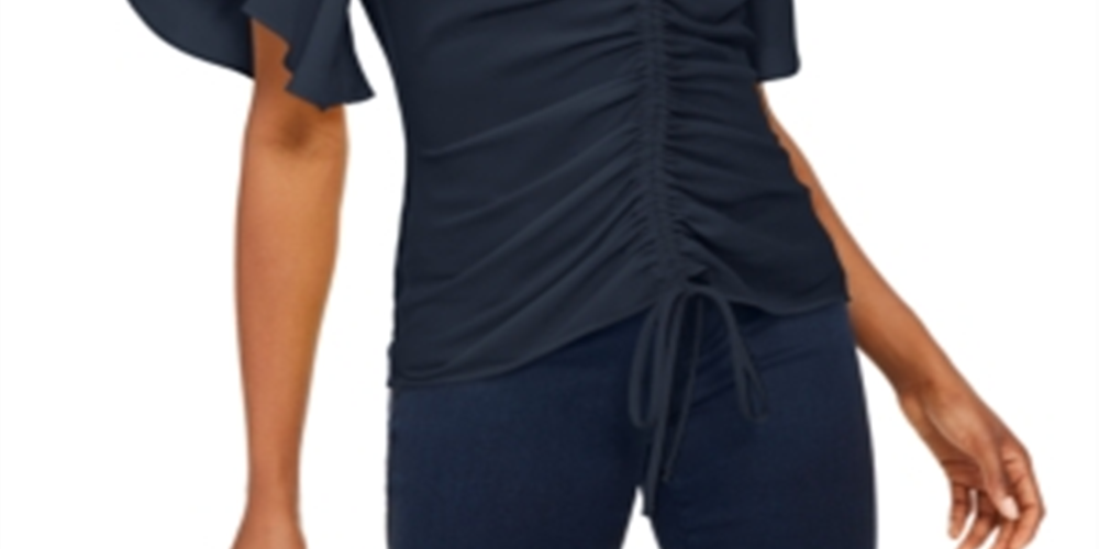 INC International Concepts Women's Ruched Top Blue Size S