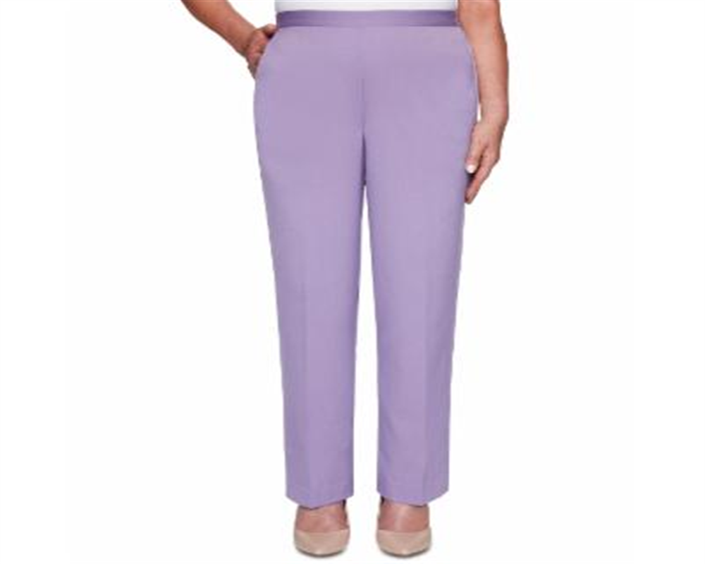 Alfred Dunner Women's Loire Valley Proportioned Pants Cotton Purple Size 10 Petite