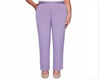 Alfred Dunner Women's Loire Valley Proportioned Pants Cotton Purple Size 10 Petite