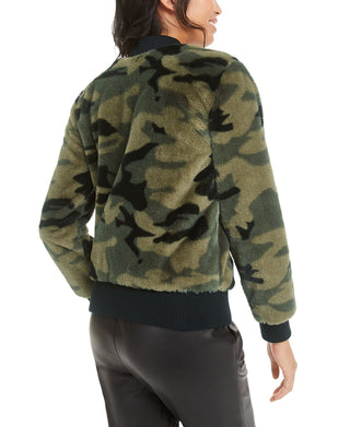 Bar III Women's Camouflage Bomber Jacket Green Size Medium