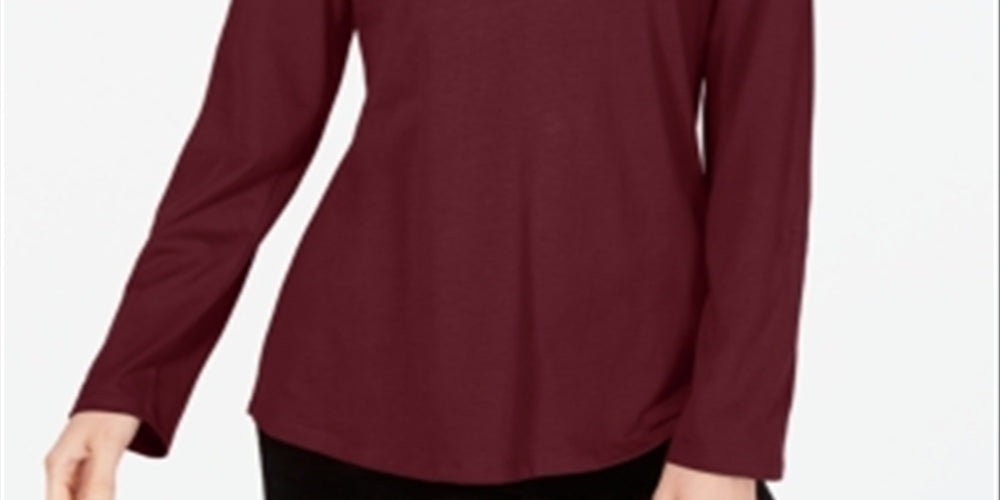 Charter Club Women's Supima Cotton Split Neck Top Red Size Petite Small