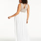 City Studio Women's Lace Slitted Wrap Sleeveless Jewel Neck Maxi Cocktail Dress White Size 18W